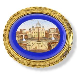 Micromosaic - Brooch With St. Peter's Basilica - Italy 19th Century